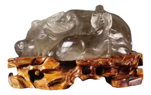 Qing Dynasty Rock Crystal Water Buffalo and Calf