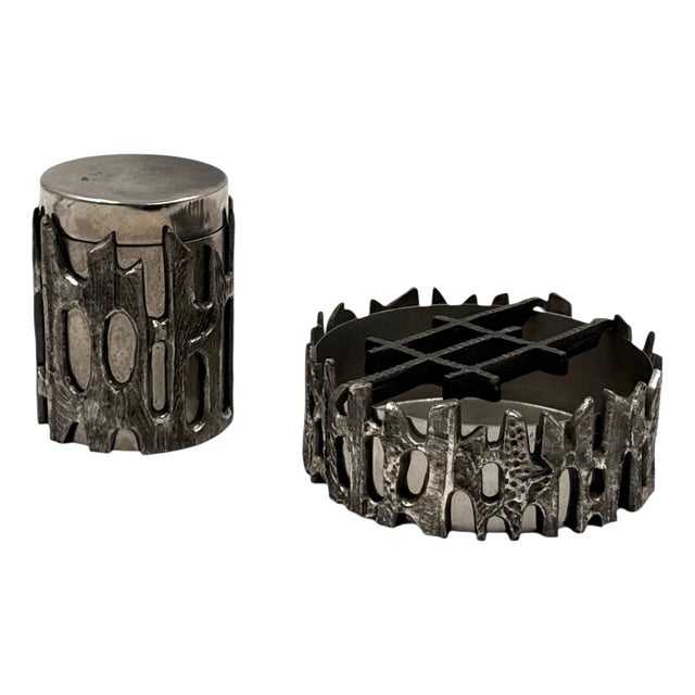 Brutalist Smoking Set from Morbelli, Italy, 1970s, Set of 2 For Sale