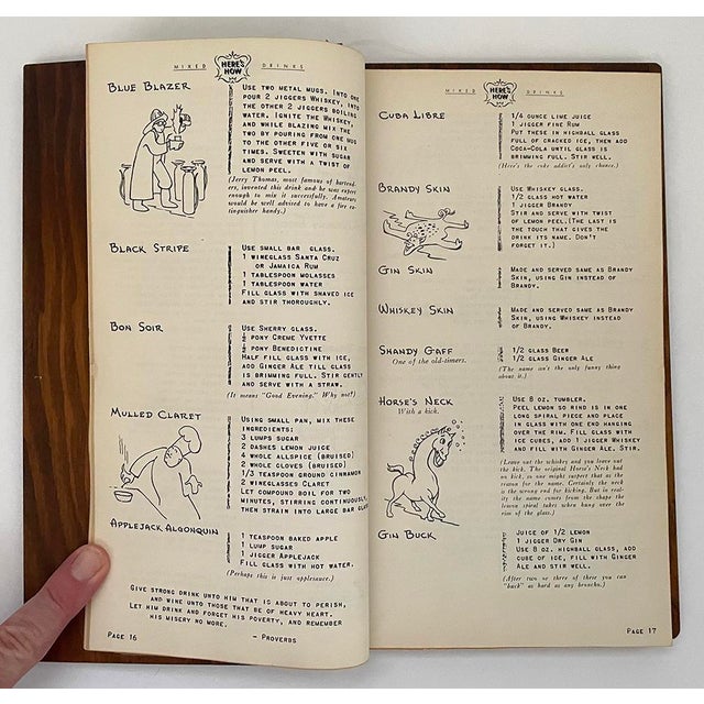 1940's Wood Covered "Here's How" Cocktail Mixing Book For Sale In New York - Image 6 of 7