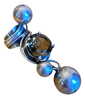 Rachel Gera Monumental Designer Ring in Sterling Silver + Smoky Topaz