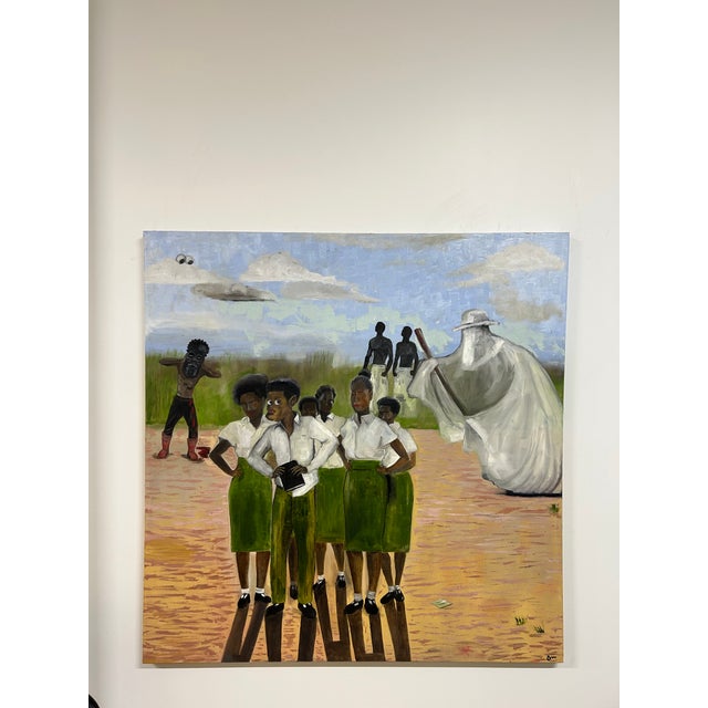 "Back in Time", Oil on Canvas Painting by Seromo Okoro For Sale - Image 4 of 4