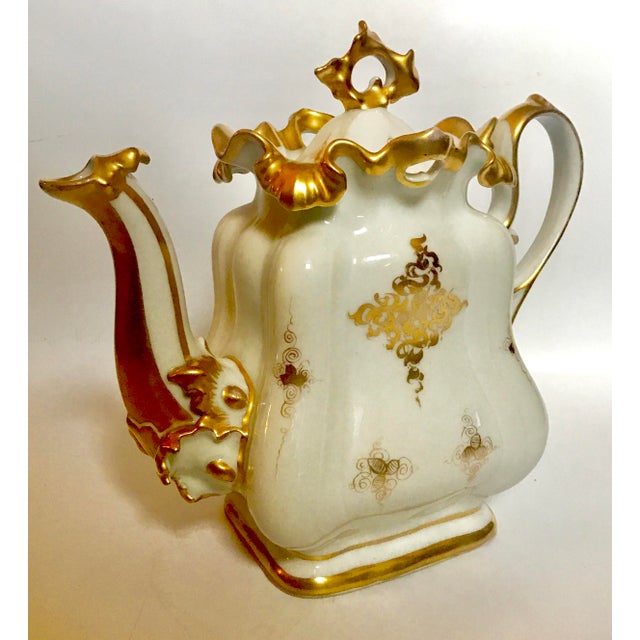 Mid 18th Century Mid 19th Century Antique Meissen Style Rococo Gold Encrusted Coffee Pot by Tpm Carl Tielsch For Sale - Image 5 of 13
