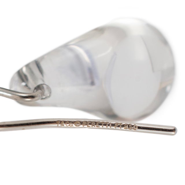 Metal Tiffany & Co. Elsa Peretti Platinum Rock Crystal Teardrop Pierced Dangle Earrings, A Pair For Sale - Image 7 of 8