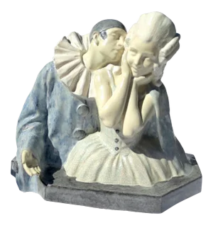 Fanny Rozet and Marcel Guillard Sculpture of Pierrot and Pierette by Etling 1920s