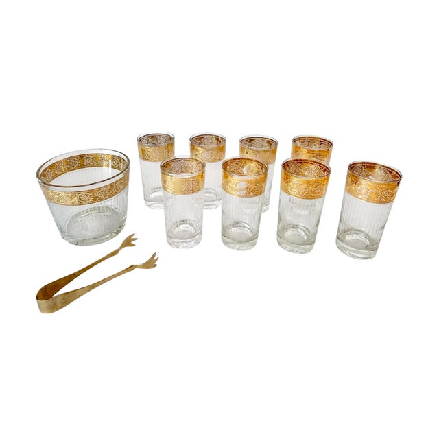 Culver Ltd. 1950s 22k Tyrol for Culver Glassware Set - 25 pcs For Sale - Image 4 of 14