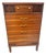 Refinished 1960s Mid Century Modern Walnut Tallboy Dresser | Vintage Walnut Crescent Series S-2430 Highboy Chest | Fluted Louvered Accent Drawer For Sale