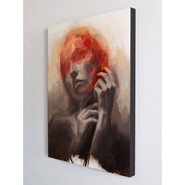 Contemporary Awaken by Josh Sorrell | Oil on Panel Portrait of a Woman with Abstract Colors For Sale - Image 3 of 5