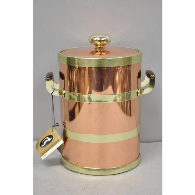 Vintage Kraftware Nyc Mid Century Modern Copper and Brass Covered Bar Ice Bucket For Sale - Image 15 of 15
