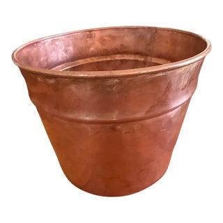 19th Century Antique Hand-Hammered Dovetailed Brazed Copper Cachepot For Sale