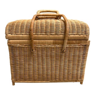 Vintage French Wicker Basket For Sale