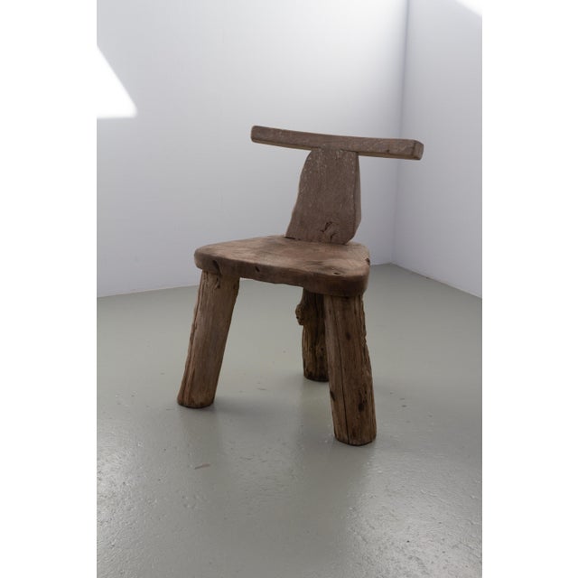 Primitive Elm T Tripod Side Chair, Denmark, 1970s For Sale - Image 11 of 17