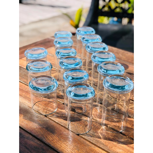 Sky Blue Hollywood Regency Blue Glasses Set- 15 Pieces For Sale - Image 8 of 12