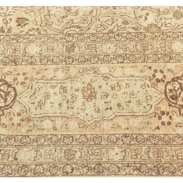 1900 - 1909 Antique Persian Tabriz Botanic Handmade Wool Carpet For Sale - Image 5 of 8
