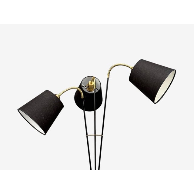 1950s Ajh, Swedish Modern, Adjustable Floor Lamp, Metal, Brass, Sweden, 1950s For Sale - Image 5 of 15