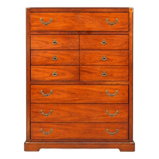 1970s National Mt. Airy Campaign-Style Tall Chest With Brass Hardware For Sale