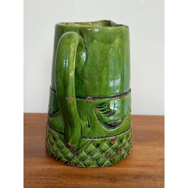 Rustic European Early 20th Century Rustic Green European Pitcher For Sale - Image 3 of 12
