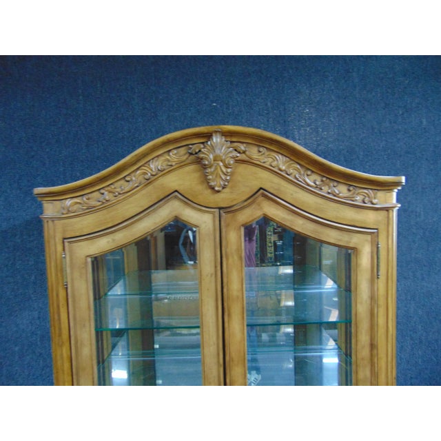 Early 21st Century French Style Carved & Faux Painted Curio Cabinet For Sale - Image 5 of 10