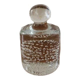 Vintage Murano Style Art Glass Bullicante Controlled Bubbles Paperweight For Sale