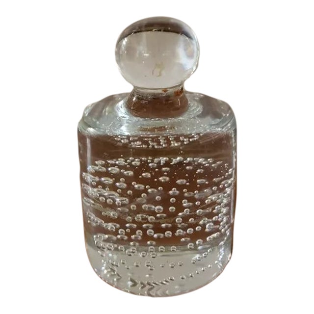 Vintage Murano Style Art Glass Bullicante Controlled Bubbles Paperweight For Sale