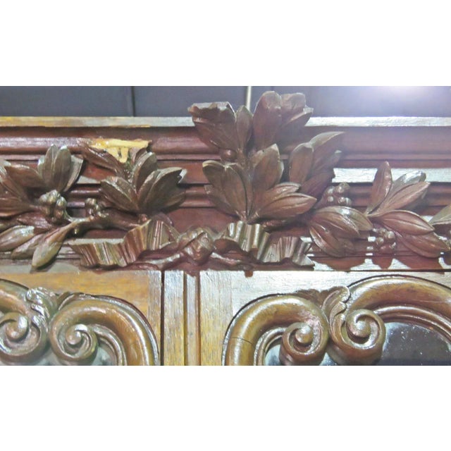 Wood Solid Oak French Carved Two Piece China Cabinet Bookcase circa 1870s For Sale - Image 7 of 13