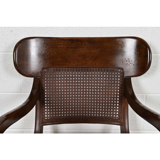 Late 20th Century Ralph Lauren for Henredon English Regency Walnut and Cane Armchairs, Pair For Sale - Image 5 of 14