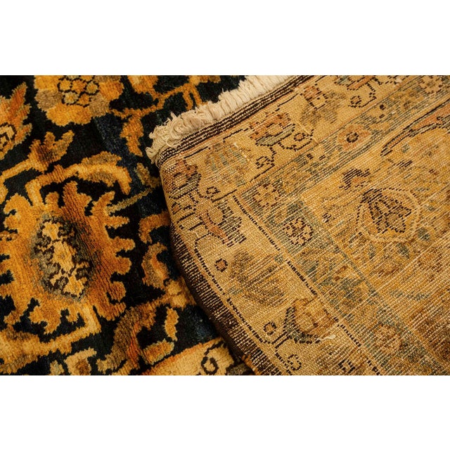 1890s Blue Traditional Geometric Antique Knotted Wool Persian Malayer Gallery Rug For Sale - Image 10 of 11