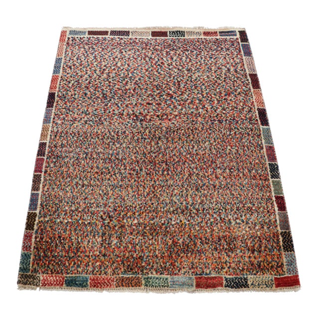 1950s Vintage Gabbeh Tribal Rug in Polychromatic Striae and Dots Pattern - Rug & Kilim For Sale - Image 5 of 7