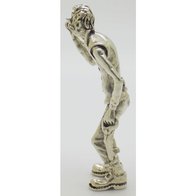 Vintage Italian Handmade Genuine Silver Handyman Carpenter Figurine From Tuscany For Sale - Image 4 of 16