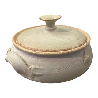 Vintage Mid Century Modern Pottery Lidded Casserole Bowl Ceramic Studio Pottery For Sale
