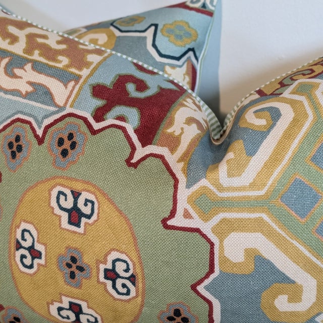 Not Yet Made - Made To Order Lee Jofa Batangas Print Lumbar Pillows in Red/Multi For Sale - Image 5 of 7