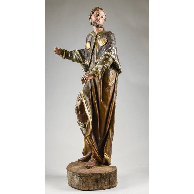 Wooden statue depicting San Giacomo da Compostela era 800 measures 48 x 27 x h 115 Category Sculptures Antico size: height...