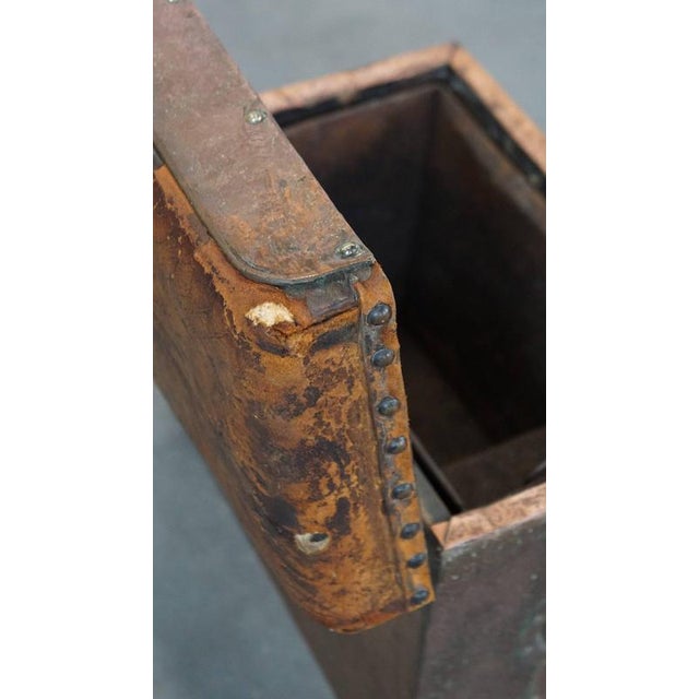 Antique Copper Fireplace Sofa/Club Fender with Leather Seats & Storage Space For Sale - Image 15 of 18