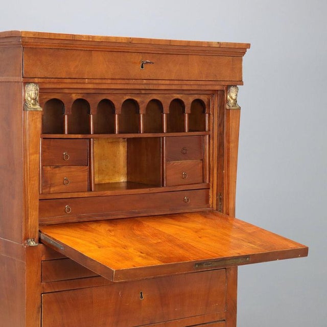 Antique Empire Secretaire in Walnut, Italy, 1800s For Sale - Image 4 of 16