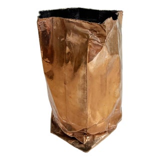 Postmodern Copper Metal Paper Bag Vase For Sale