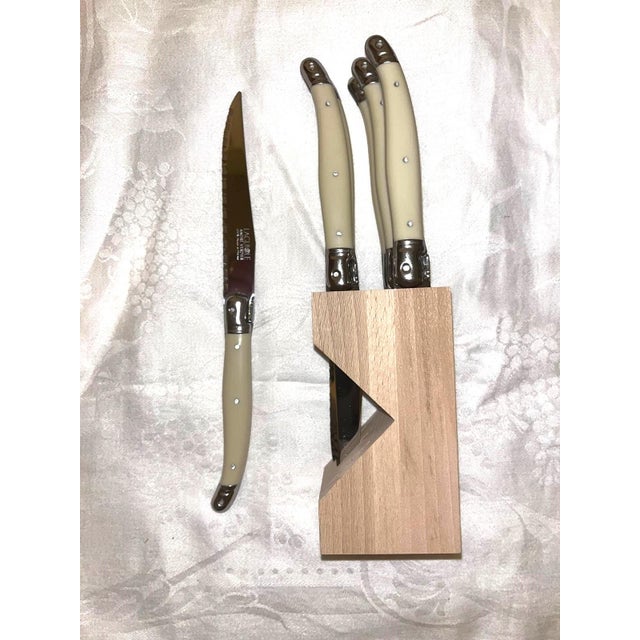 Plastic Set of 6 Authentic French Andre Verdier Laguiole Steak Knives Multicolor/ Fruity Color For Sale - Image 7 of 7