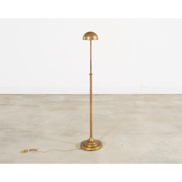 Mid-Century Modern Midcentury Patinated Brass Adjustable Pharmacy Floor Lamp For Sale - Image 3 of 18