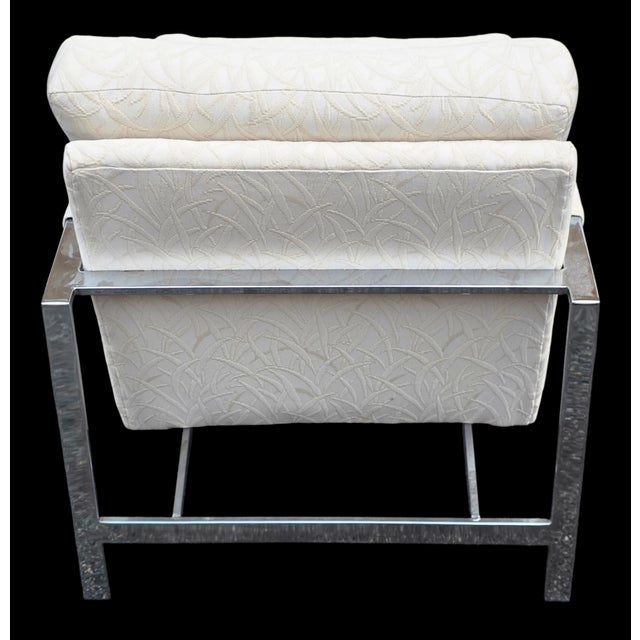 Milo Baughman Vintage Attributed to Milo Baughman for Thayer Coggin 951 Flat Bar Chrome Lounge Chair For Sale - Image 4 of 5