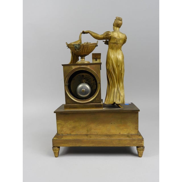 c.1800 Rouchouze Empire Gilt Bronze Mantel Clock For Sale - Image 15 of 18