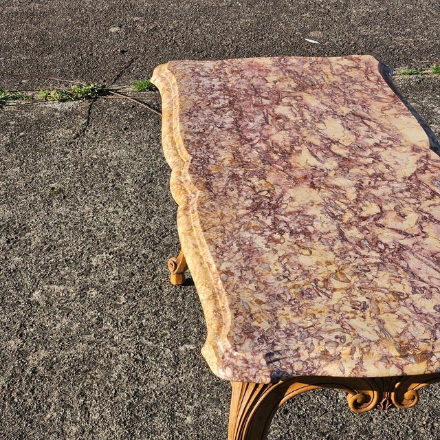 Vintage Louis XV Ash Wood & Marble Cocktail Table, 1960s For Sale - Image 16 of 18
