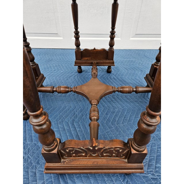 1930s Jacobean Victorian Starburst Pattern Parlor or Side Table For Sale - Image 5 of 15