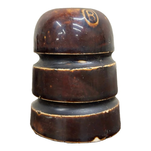 Antique Dark Brown Mushroom Cap Glazed Ceramic Insulator For Sale