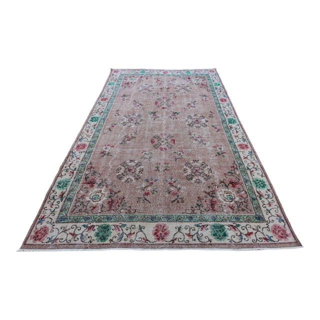 1980s English Green Floral Area Rug For Sale