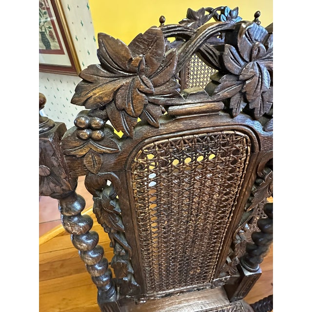 Antique Italian Revival 1920s Barley Twist , Hand Carved Dining Chairs – Set of Four For Sale - Image 12 of 13