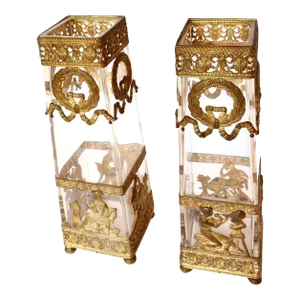 19th Century Pair of Decorated Gilt Vases French Circa 1875