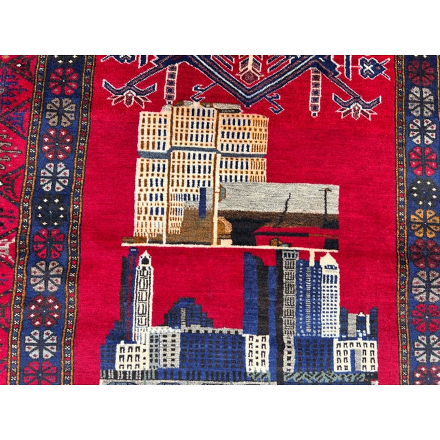 1980s 4'8" X 6'2" Vintage Afghan Hand-Knotted Tribal Wool Rug, Pictorial Display Rug For Sale - Image 5 of 12