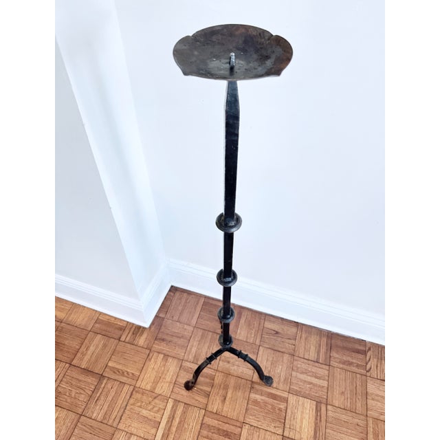 Victorian Antique Wrought Iron Floor Candlestand / Torchere, Gothic Revival, C. 1880–1920 For Sale - Image 3 of 9