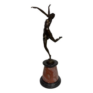 Bruno Zach, Art Deco Style Figurative Sculpture, 1920s-1940s, Bronze on Marble Base For Sale