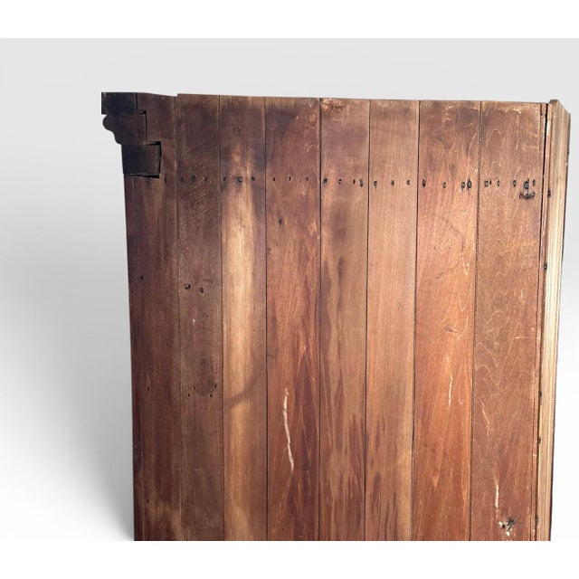 Antique Nineteenth Century American Country Pine Curved Bow Front Corner Cupboard Cabinet For Sale - Image 13 of 14