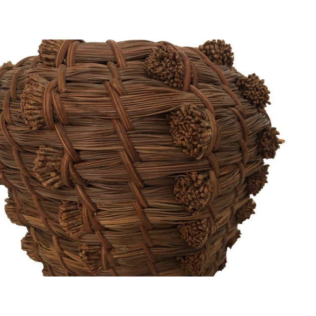 1980s 1980s Pine Needle Coil Basket Native American Southeast Usa Hand Crafted 5.75" Tall For Sale - Image 5 of 5