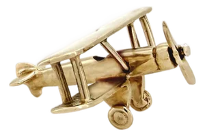 Vintage 14k Articulating Airplane, Biplane Charm, Pendant